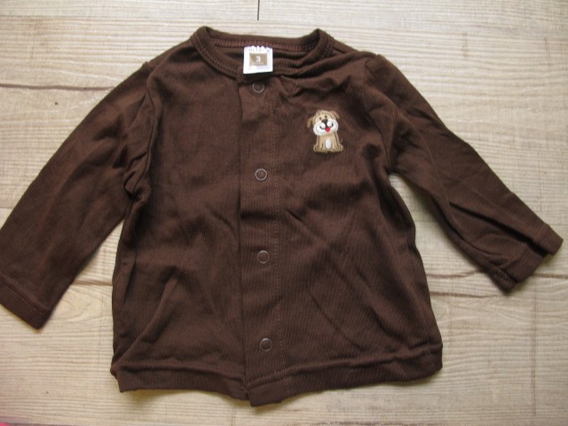 14J126-CARTER'S嬰兒前開衫長袖系列(全咖啡小狗LOGO)3M/9M