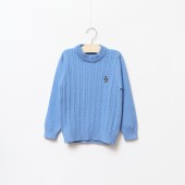 15T517-PAW羅紋條藍色棉線長袖上衣110-150CM