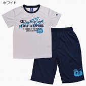 JT869-日本冠軍CHAMPION運動排汗上衣150CM-白底藍字款