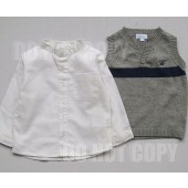 S350-美Tex baby針織毛料背心+毛料襯衫兩件套12M(灰款)