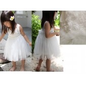 14A799-簡單純白玫瑰棉紗裙5-13號