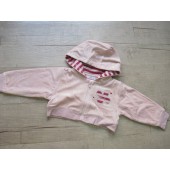 WJ758-粉紅色花花絲絨棉帽短版外套85CM