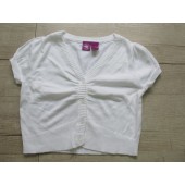 SJ750-美國JKM女生短袖針織抓皺白色開衫130cM
