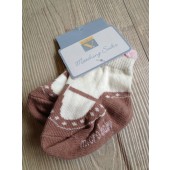 14K015-英國維他命小BB出生嬰兒襪0-3M(咖啡鞋粉邊款)