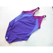 Q470-歐美紫三層連身標準素色泳裝5-6T