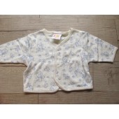14J126-BABYPINK嬰兒前開衫長袖系列(白底熊藍瓷印花)NB