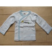 14J126-CARTER'S嬰兒前開衫長袖系列(藍色白細條BEHAPPY青蛙)NB
