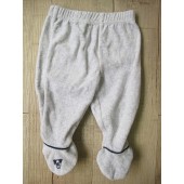 14P179-歐美混款絲絨包腳嬰兒褲(法國OBAIBI-素灰藍線LOGO款)6M