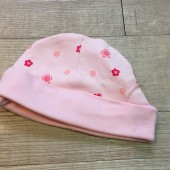 H509-歐洲粉色小花嬰兒帽3-6M