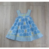 A798-美JKKIDS藍底黃花方領紗布1件式散裙1-6T