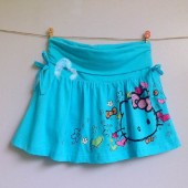 A576-BKITTY美藍色素描貓針織棉短裙S號(110-140CM)