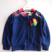 WJ189-KENZO彩色立體蝴蝶超美棉線長袖開衫8A(藍款)